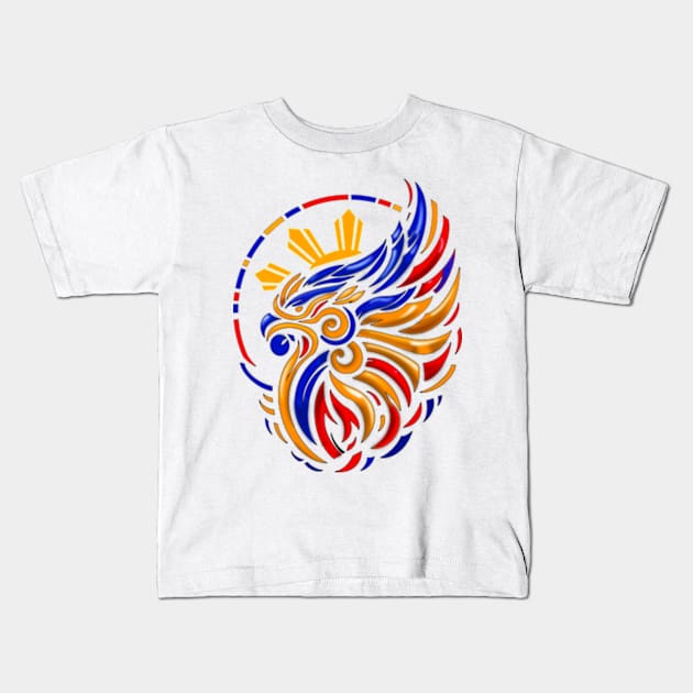 "Eagle's Embrace: The Radiant Spirit of the Philippine Sun" Kids T-Shirt by Six Collections